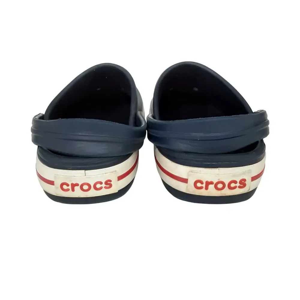Crocs Kids Crocband Clogs Slip On Navy Blue Stripe Boys 12/13 Water Shoes Retro